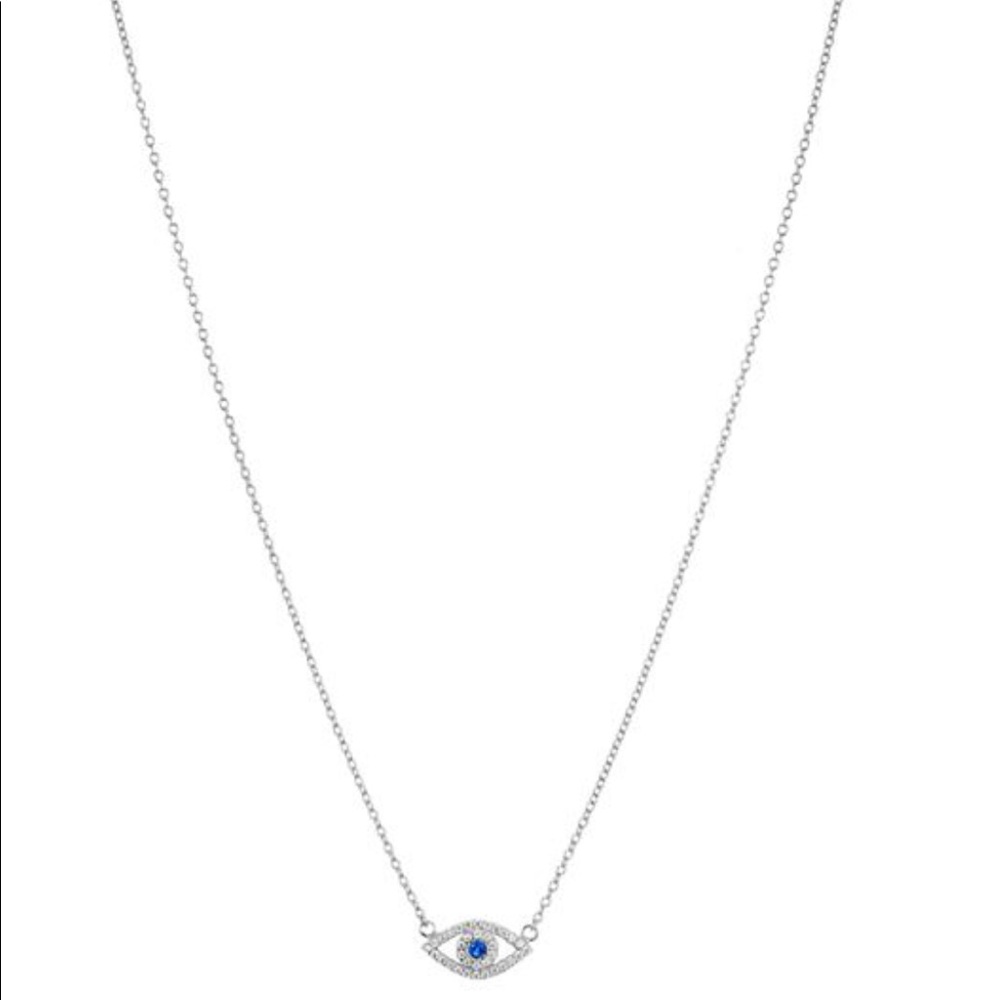 Evil Eye Pendant Necklace Sterling Silver 15” - Picture 4 of 4